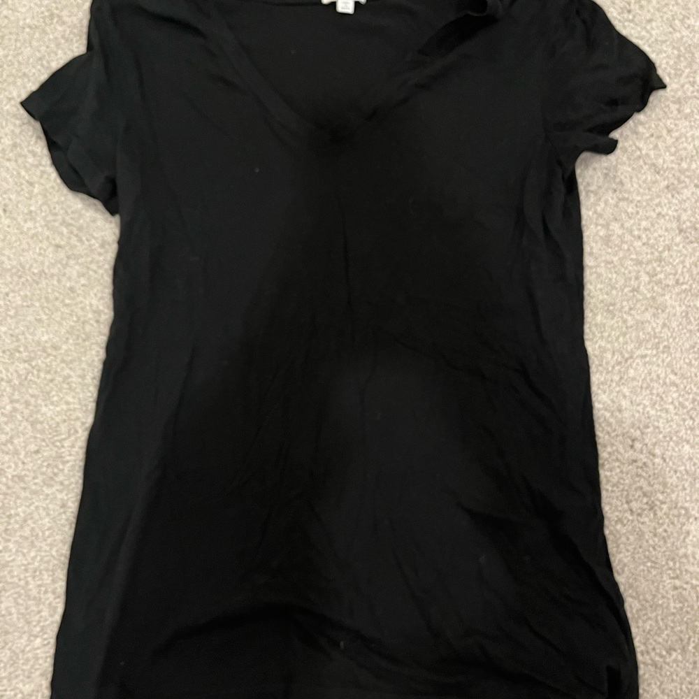 Splendid Black Short Sleeve V-Neck Tee